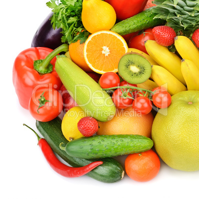 fruits and vegetables isolated on white background