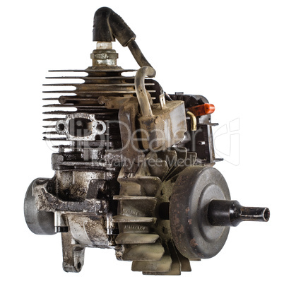 Old internal combustion engine, isolated on white background