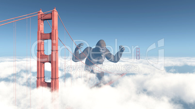 Golden Gate Bridge und riesiger Gorilla