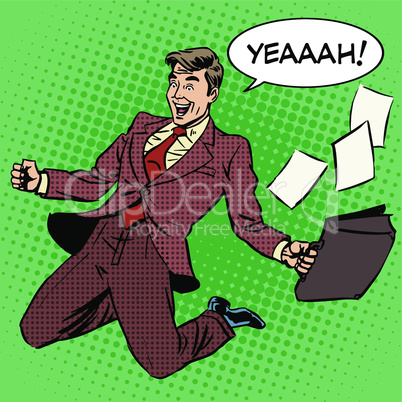Business success businessman screaming with joy