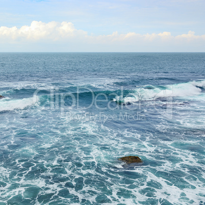 Beautiful ocean waves and blue sky