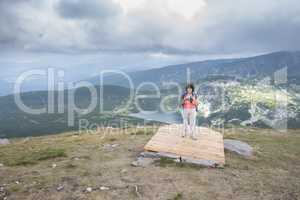 Senior women in a mountain top