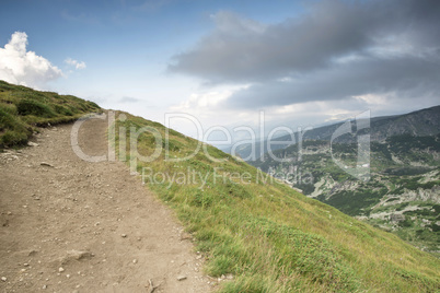 High mountain landscape. Dramatic sky