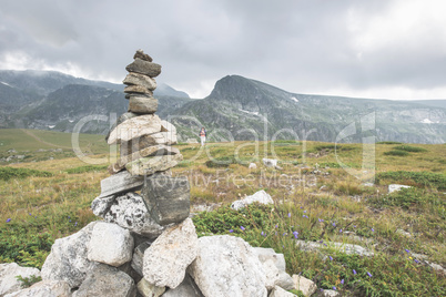 Stacked stones in the mountain