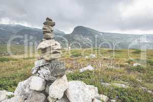 Stacked stones in the mountain