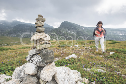 Senior women in a mountain top