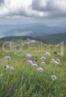 High mountain landscape. Dramatic sky