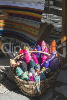 Reels colorful yarn