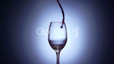 7 Glass Filled With Red Wine In Super Slowmotion