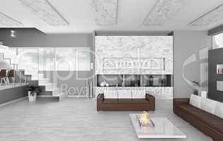 Interior of modern apartment 3d render