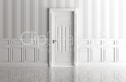 White interior with classic door
