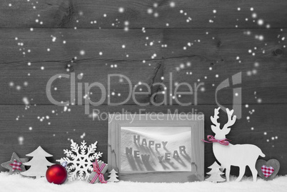 Gray Christmas Background Snowflakes Frame Happy New Year
