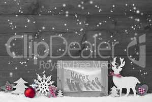 Gray Christmas Background Snowflakes Frame Happy New Year