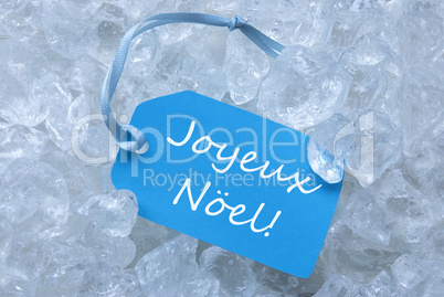 Label On Ice With Joyeux Noel Mean Merry Christmas