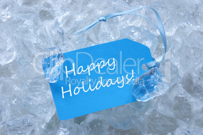 Label On Ice With Happy Holidays