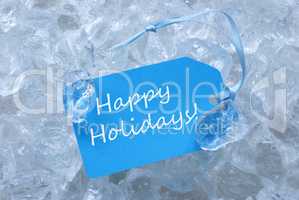 Label On Ice With Happy Holidays