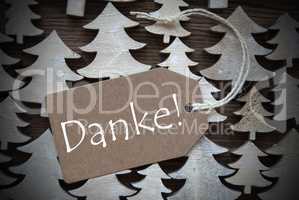 Brown Christmas Label With Danke Means Thank You