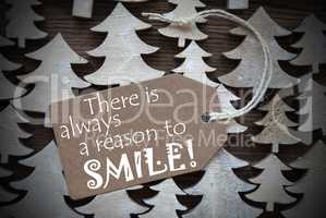 Brown Christmas Label With Always Reason To Smile