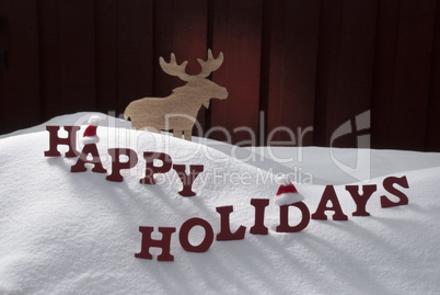 Happy Holidays Snow Moose Santa Hat