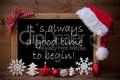 Brown Blackboard Santa Hat Christmas Decoration Quote Time Begin