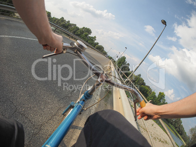 Riding a bike