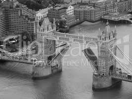 Black and white Aerial view of London