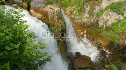 Small twin waterfall in ontario, canada
