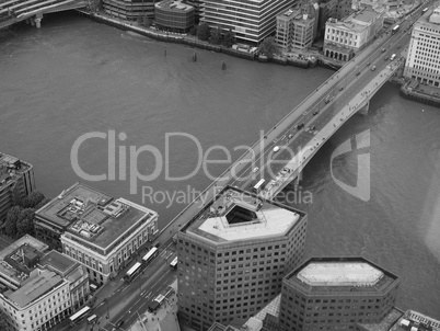 Black and white Aerial view of London