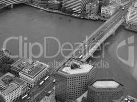 Black and white Aerial view of London