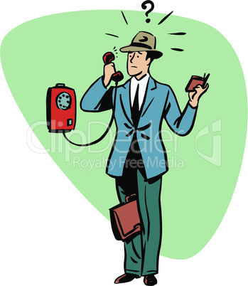 Talking phone communication business people concept character