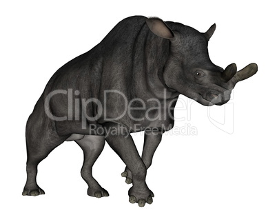 Brontotherium or megacerops dinosaur walking - 3D render