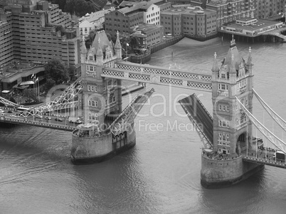 Black and white Aerial view of London