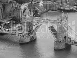 Black and white Aerial view of London