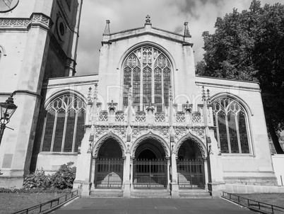 Black and white St Margaret Church in London