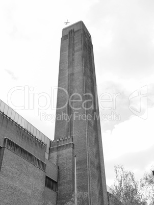 Black and white Tate Modern in London