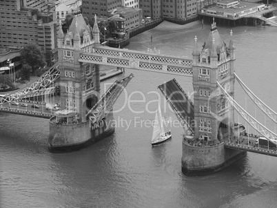 Black and white Aerial view of London