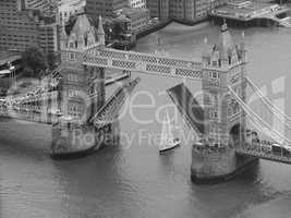 Black and white Aerial view of London