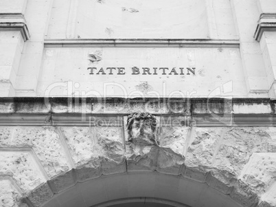 Black and white Tate Britain in London