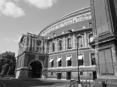 Black and white Royal Albert Hall in London