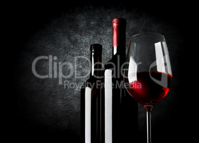Wine on black background