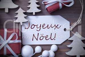 Label Gift Tree Joyeux Noel Means Merry Christmas
