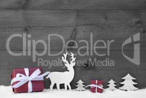 Black And White Christmas Background Snow Red Gift