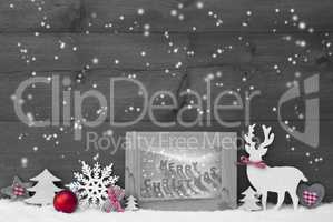 Gray Background Snowflakes Frame Merry Christmas