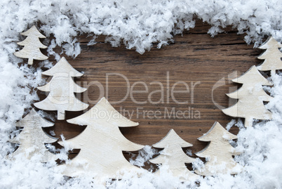 Christmas Trees And Snow With Copy Space