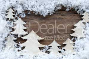 Christmas Trees And Snow With Copy Space