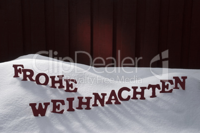Frohe Weihnachten Means Merry Christmas On Snow