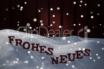 Frohes Neues Means Happy New Year With Snowflakes