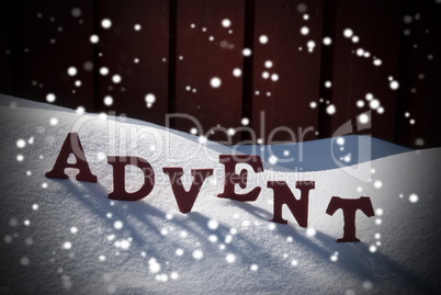 Advent Mean Christmas Time On Snow With Snowflakes