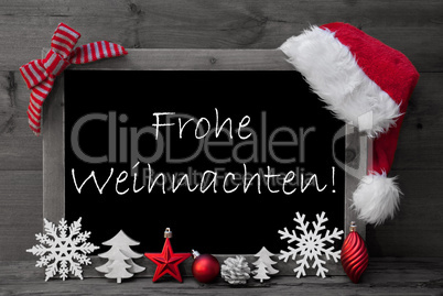 Blackboard Santa Hat Frohe Weihnachten Means Merry Christmas