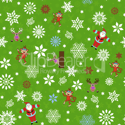 Christmas seamless pattern with Santa and others